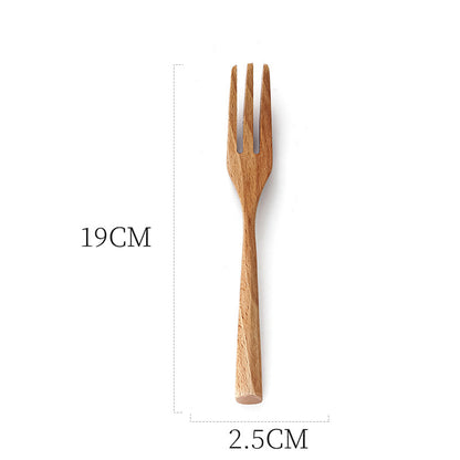 Creative Wooden Tableware, Beech Wood Knife, Fork, Spoon, Three Piece Set Of Solid Wood Natural Color Small Wooden Knife Set