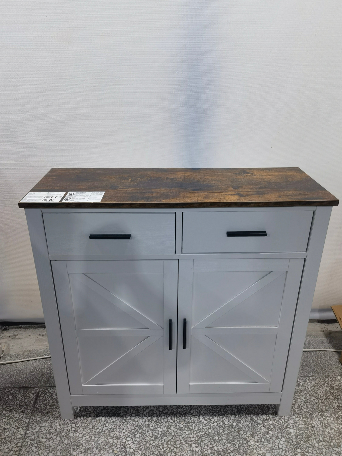 Farmhouse buffet cabinet with drawers, view 10