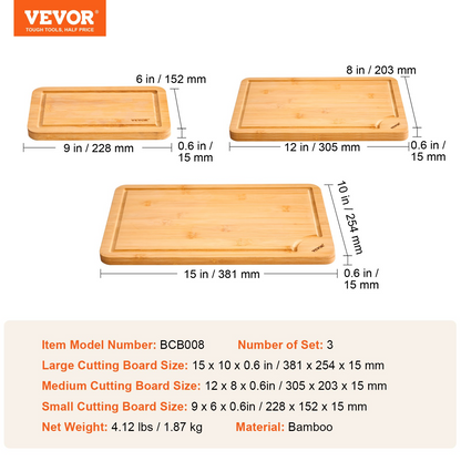 Bamboo cutting board set of 3, view 6
