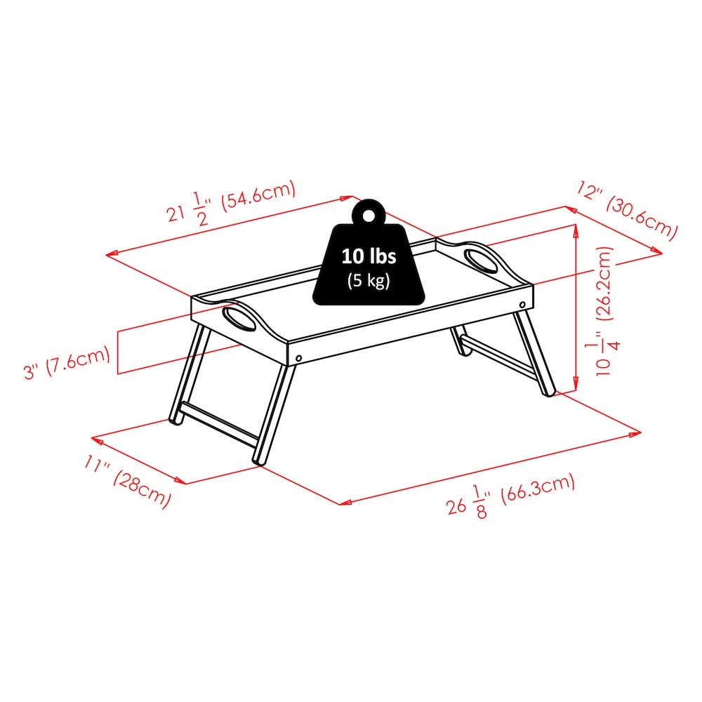 Natural and white folding breakfast tray, view 3