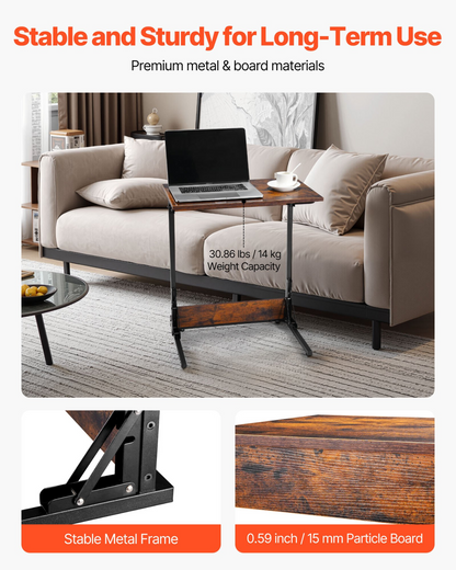 Folding C-shaped side table, view 3