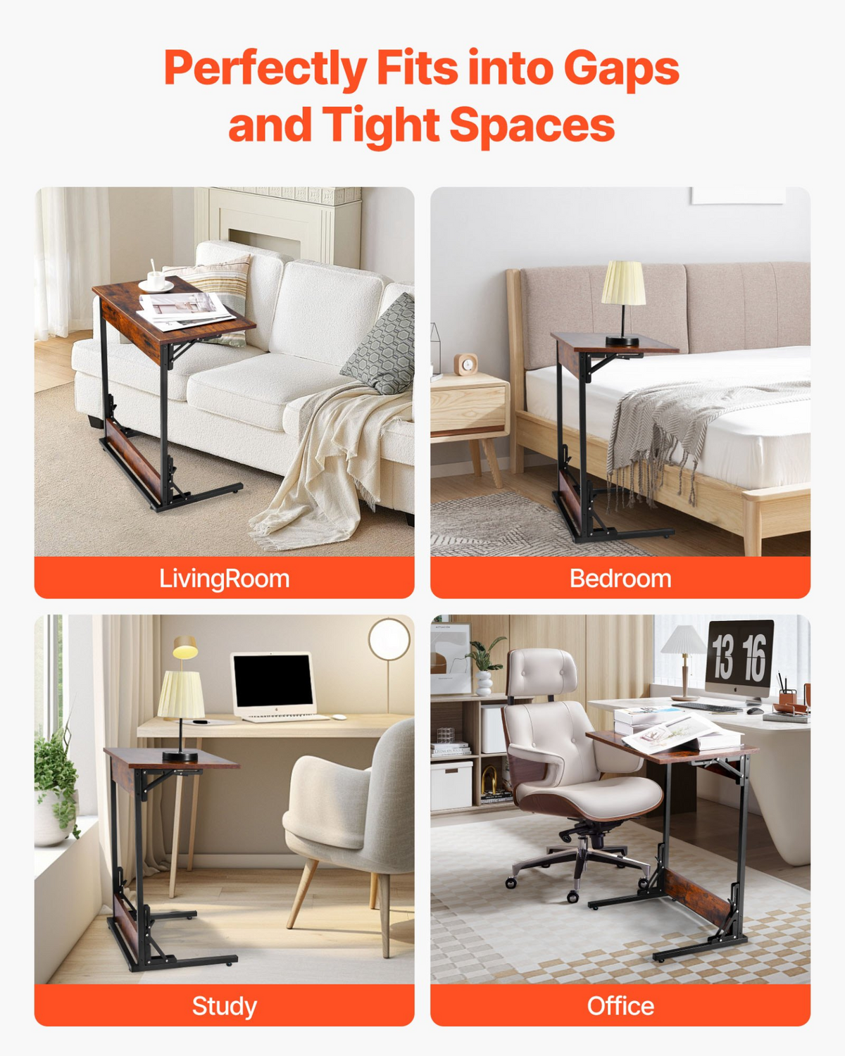 Folding C-shaped side table, view 5