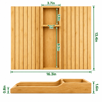Bamboo tray dimension diagram in inches