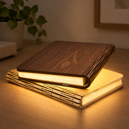 Book lamp showing a clear warm-white light color