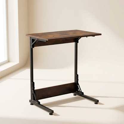 Folding C-shaped side table on a warm off-white background