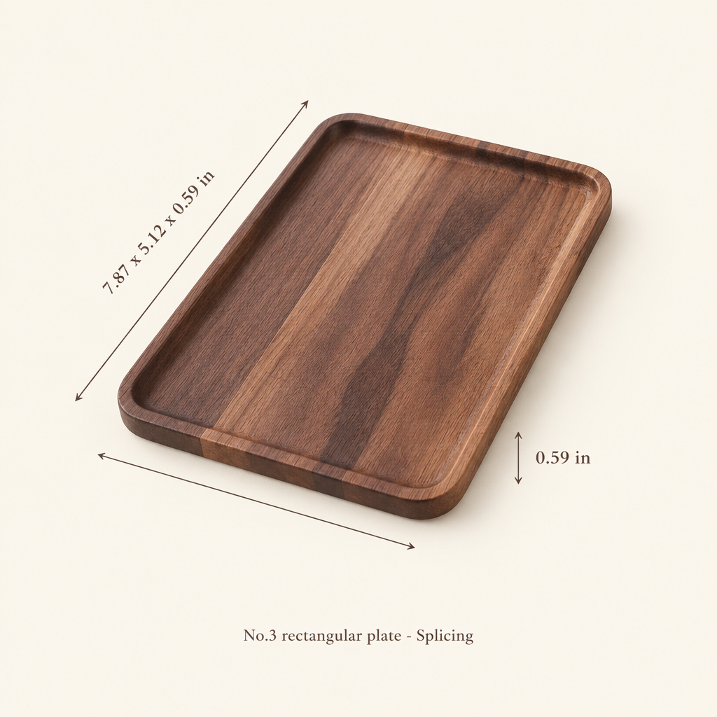 Japanese-Inspired Walnut Wood Serving Plate