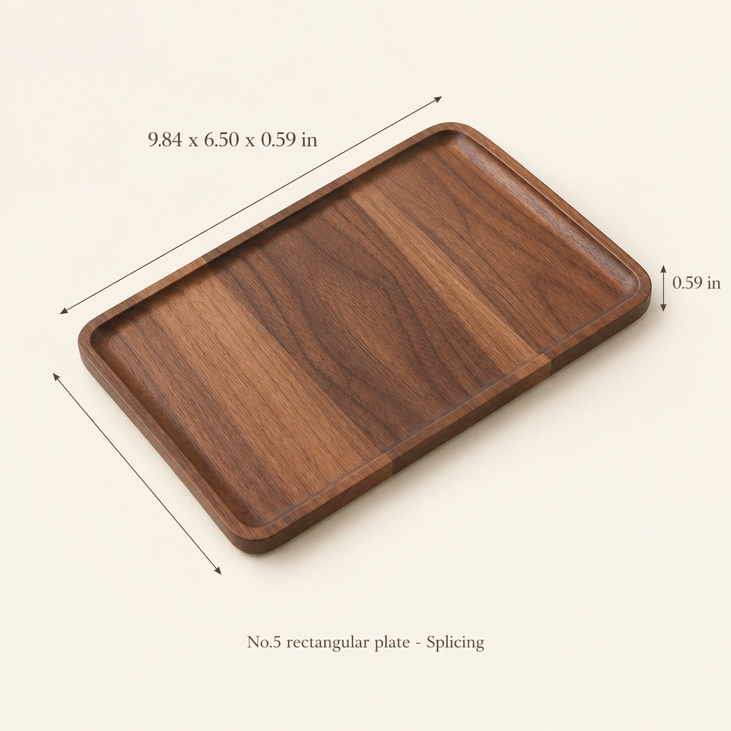 Japanese-Inspired Walnut Wood Serving Plate