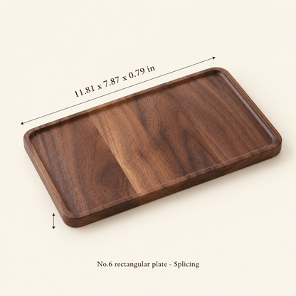 Japanese-Inspired Walnut Wood Serving Plate