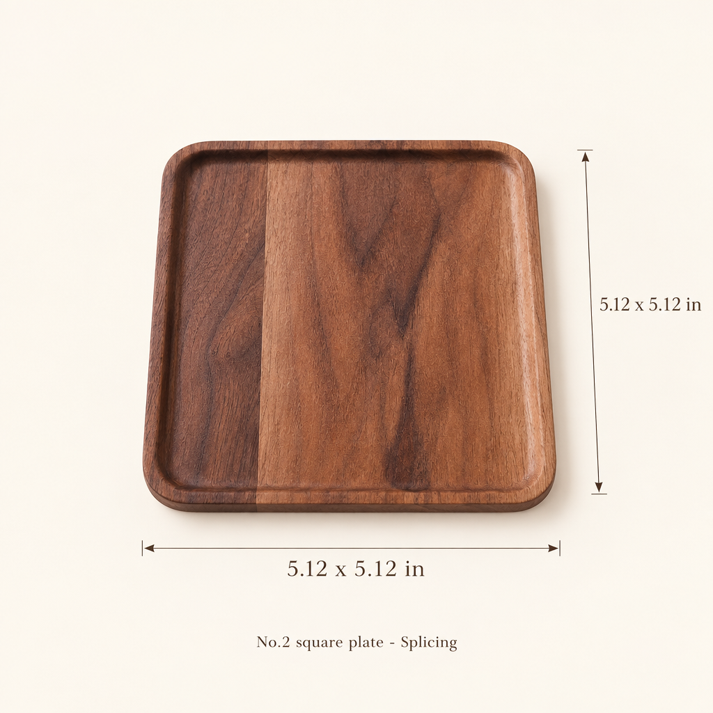 Japanese-Inspired Walnut Wood Serving Plate
