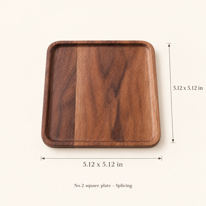 Japanese-Inspired Walnut Wood Serving Plate