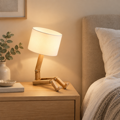Table lamp on a modern bedside table